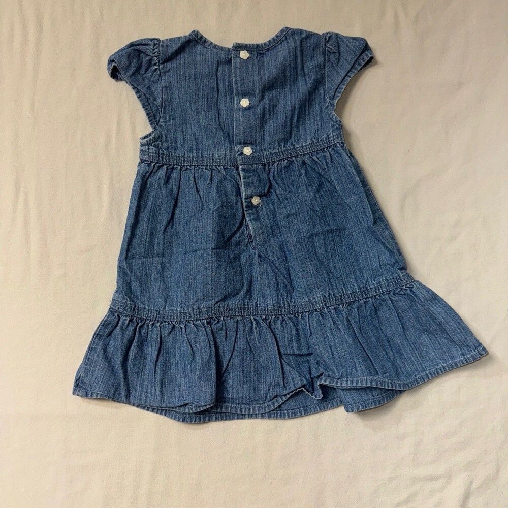 GAP Blue Denim Dress Baby Girl 6-12 Months Button Front Tiered Country Western